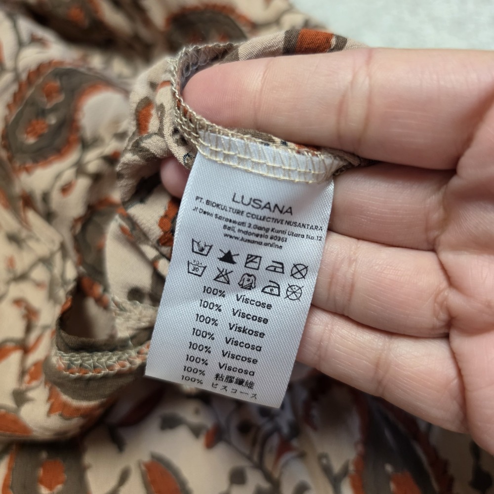 Lusana Anthropologie Smocked Prairie Paisley Boho Midi Dress XS NWT Cottagecore - Picture 14 of 14